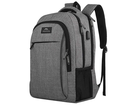 Mochila para portátil con puerto USB (gris, 48,53418 cm, 17,3)