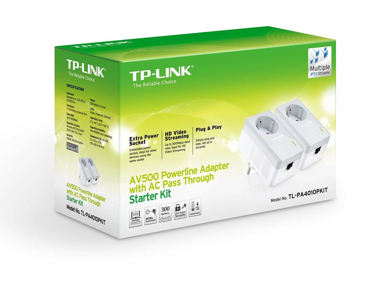 Powerline TP-LINK TL-PA4010PKit (AV600 - Passthrough)