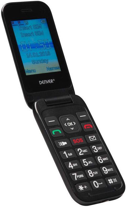 Teléfono Senior DENVER BAS-24200 M (2.44'' - Dual SIM - Negro)