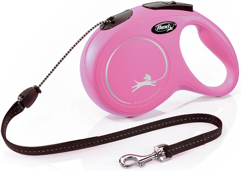 Correa para Perros FLEXI Ajustable y Reflectante (Rosa - 5m - Hasta: 12 Kg - S - Porte Pequeño)