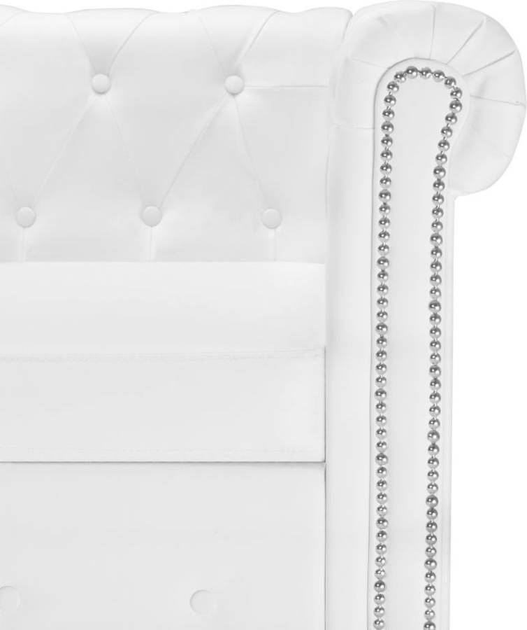 Sofá VIDAXL Chesterfield en forma L cuero artificial blanco