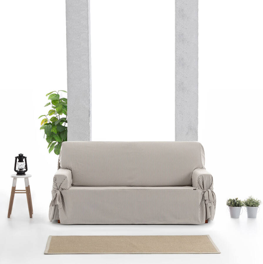 Funda de Sofá 2 Plazas Jaquard EYSA Calma con Lazos (110 x 70 x 180 cm -  Algodón y Poliéster - Beige)