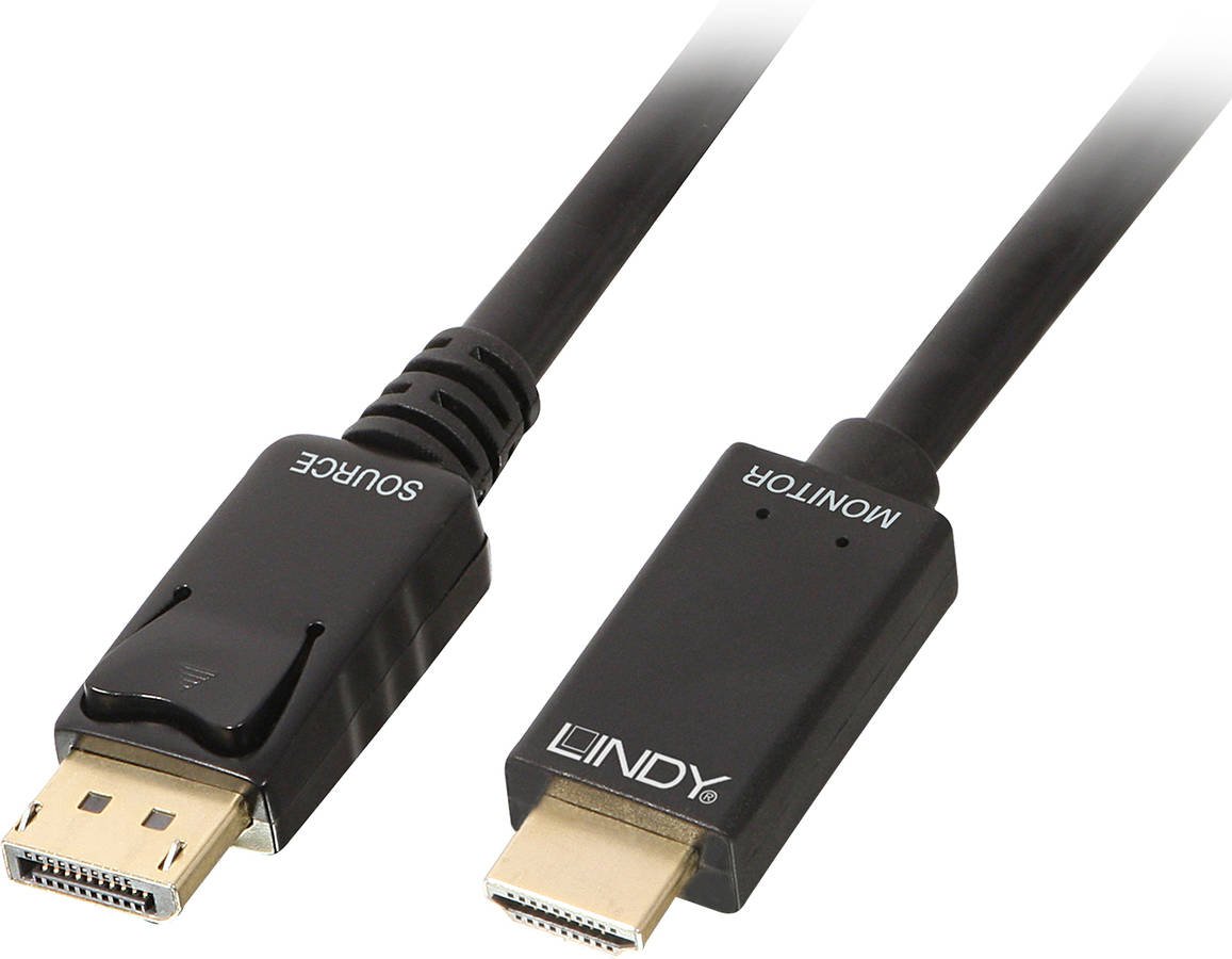 Cable HDMI LINDY (DisplayPort - HDMI - Negro)