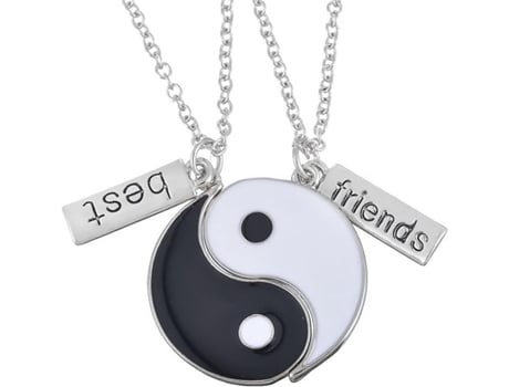 Collar de BFF para 2, collar de mejores amigos set- yin yang tai chi patrón colgante de taoísmo en blanco y negro cultura de taoísmo