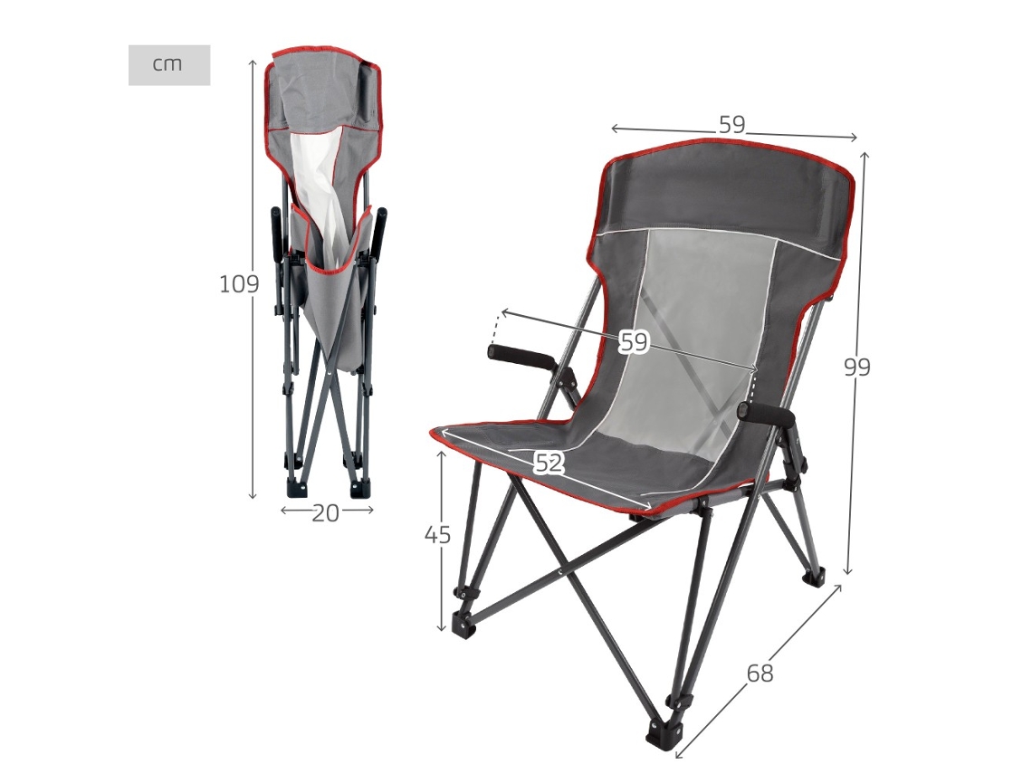 Silla plegable camping antivuelco y transpirable