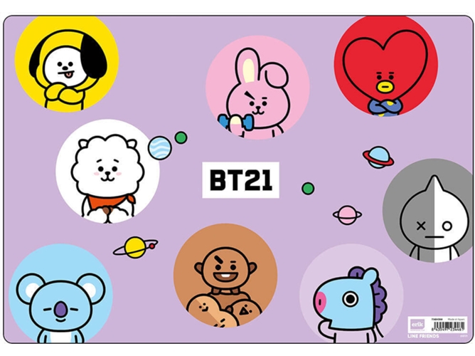 Base Para Mesa de trabajo bt21 multicolor 49.5x34.5cm vade escolar tapete escritoriovade multifuncional │ protector producto con licencia oficial