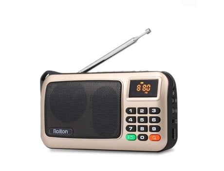 Altavoz de radio portátil Fm Mni y reproductor de música Mp3 [Oro]