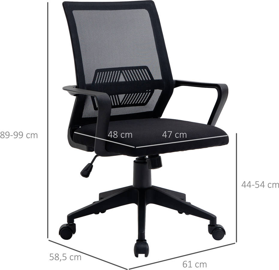 Silla de Escritorio Operativa VINSETTO 921-525 Negro (Brazos Fijos - Nylon)