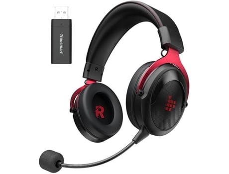 Tronsmart Shadow Auriculares gaming inalambricos2.4g surround 7.1audio de 50mm cascos para juegos micrófono con cancelación ruidocon plegable y removeble bluetooth ear negro rojo