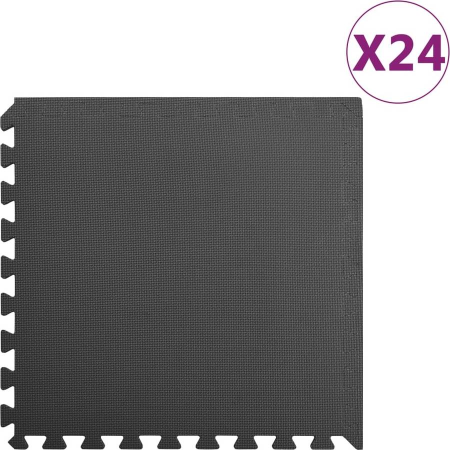 Alfombra Puzzle VIDAXL EVA Negro (24 piezas - 8,64 m²)