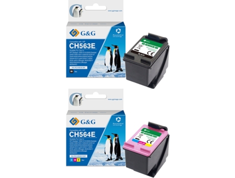 Pack 2 Cartuchos de Tinta Compatibles G&G HP 301XL Ch561Ee/Ch563Ee Ch564Ee/Ch562Ee Alta Calidad Negro y Tricolor