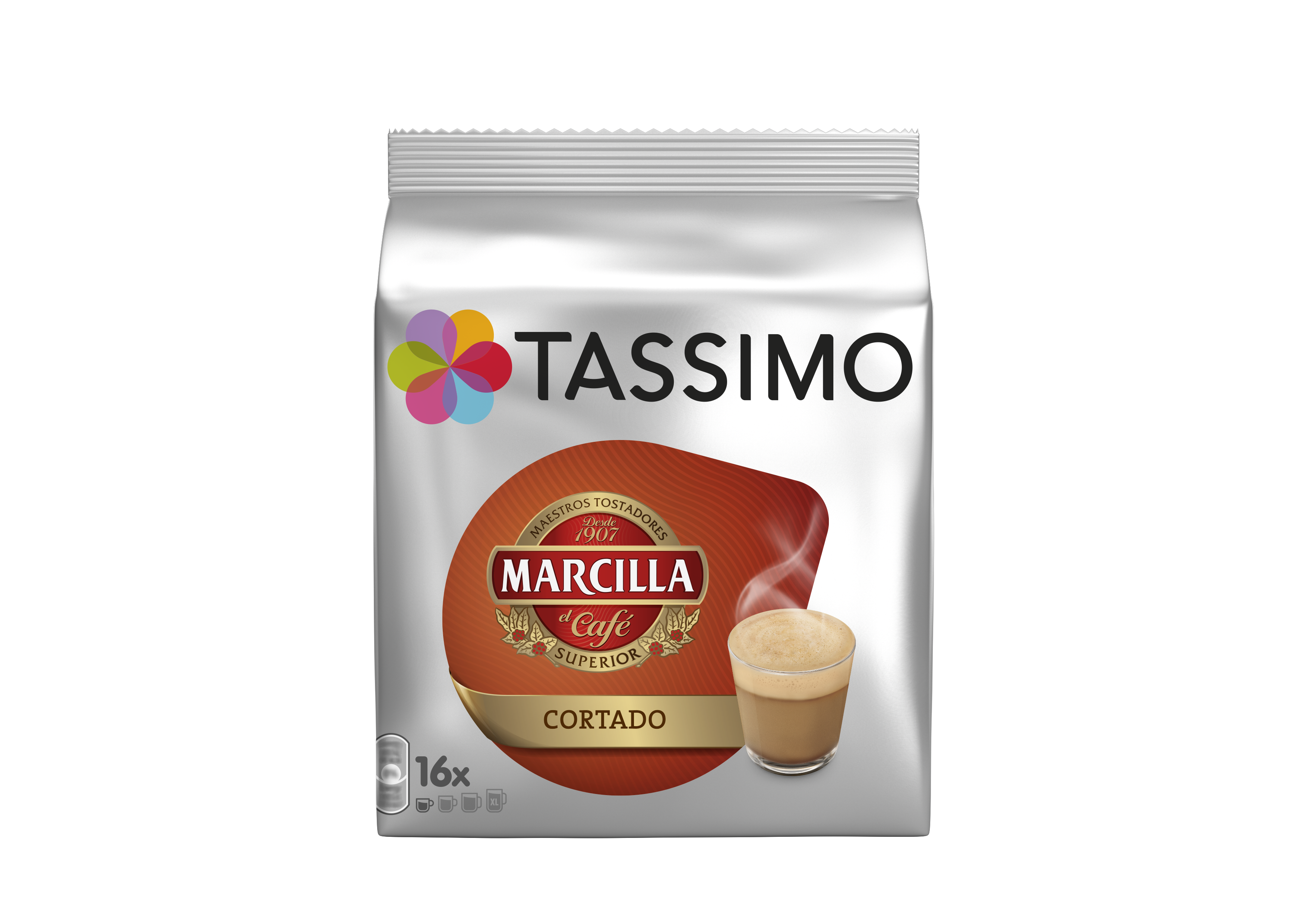 Cápsulas de café TASSIMO Marcilla Cortado Cremoso 16P