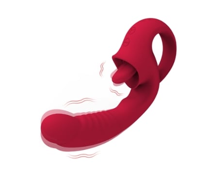 gSpot Licking Clitoral Vibrator Vibrador Realista Estimulador de Clítoris para Mujeres con 10 Modos de Lamer y Vibrar BISBISOUS Rojo