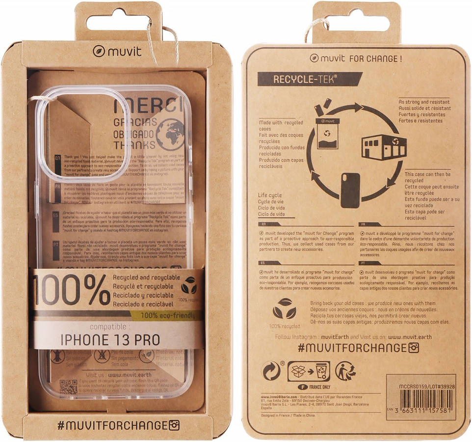 Funda iPhone 13 Pro MUVIT Recicletek Transparente