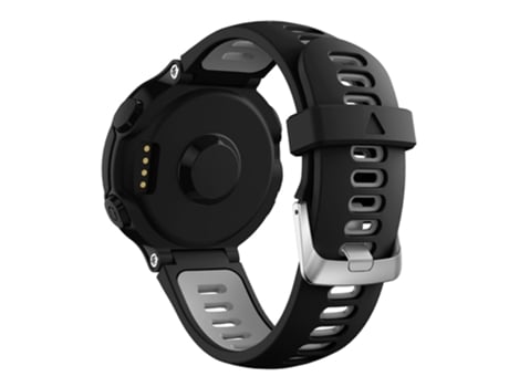 Correa de Silicona cierre rápido 22mm con hebilla plateada para Garmin Forerunner 235/230/620/630/220/735/735XT - negro/gris