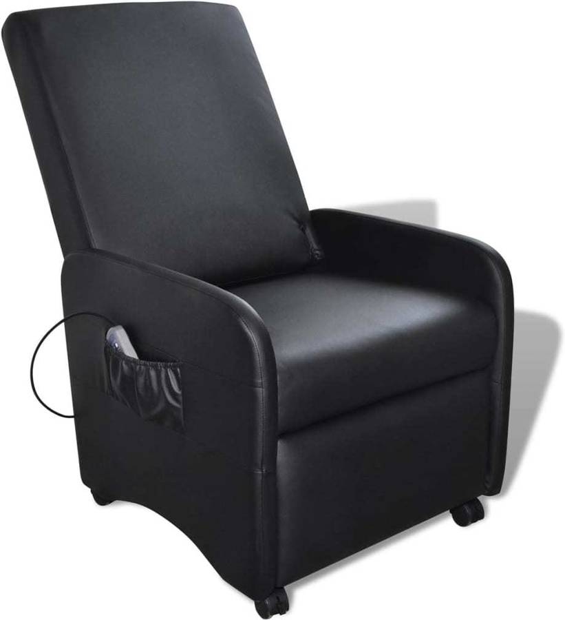 Vidaxl Reclinable De cuero artificial piel sintetica masaje negro 65x83x101cm