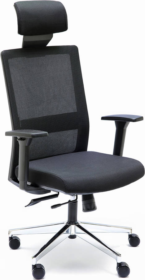 Silla De Escritorio ejetutiva euromof niza negro brazos ajustables espuma oficina con cabezal