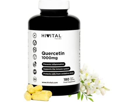 Complemento Alimentar Hivital quercetina 180 veganas 1000 mg. para 3 meses de tratamiento. extracto flores saphora japonica 95 en antioxidante