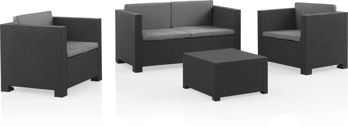 Shaf Diva Confort set muebles de salon exterior conjunto jardin 4 plazas fabricado en españa mat comedor kasa 7129399 negro resina 65 131 75