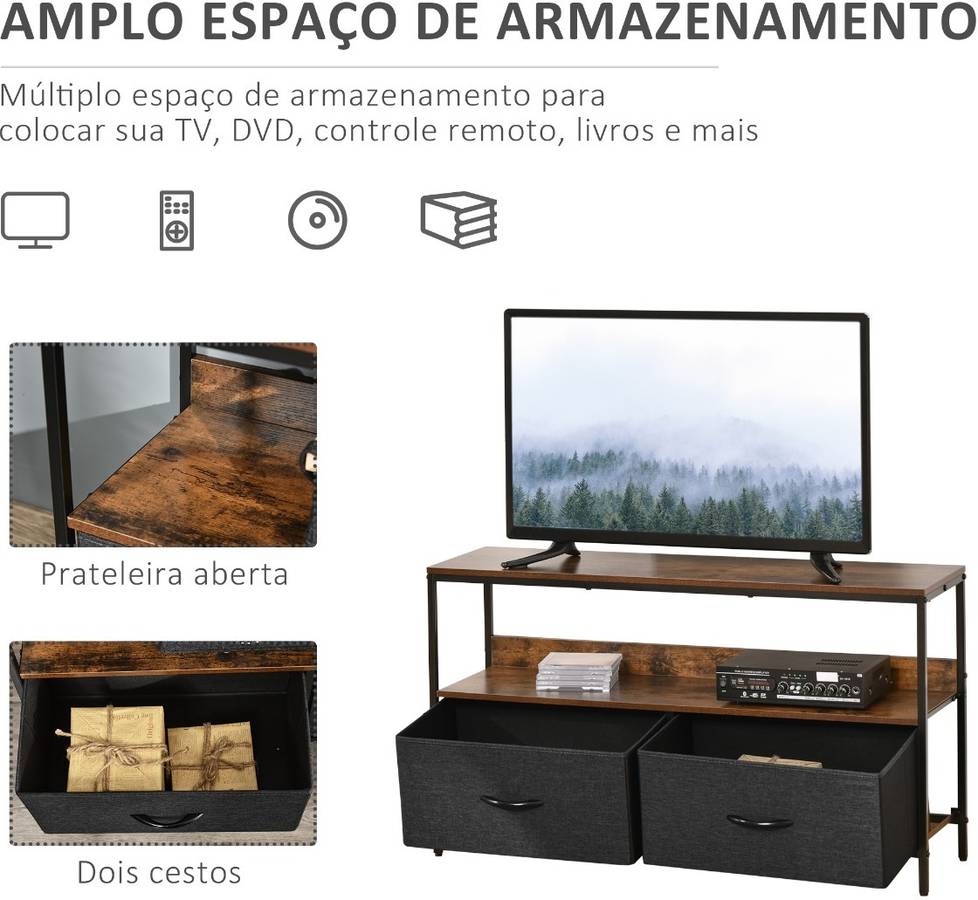 Mueble TV HOMCOM 839-071CG (Marrón - Lino - 98x29x56 cm)