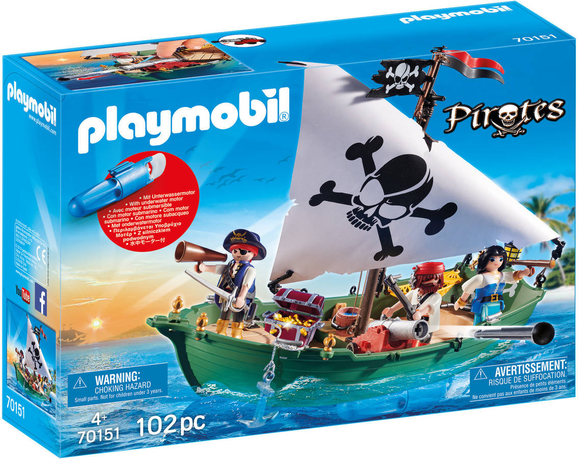 PLAYMOBIL Barco Pirata (Edad Mínima: ‍4 Años - 13 Piezas)