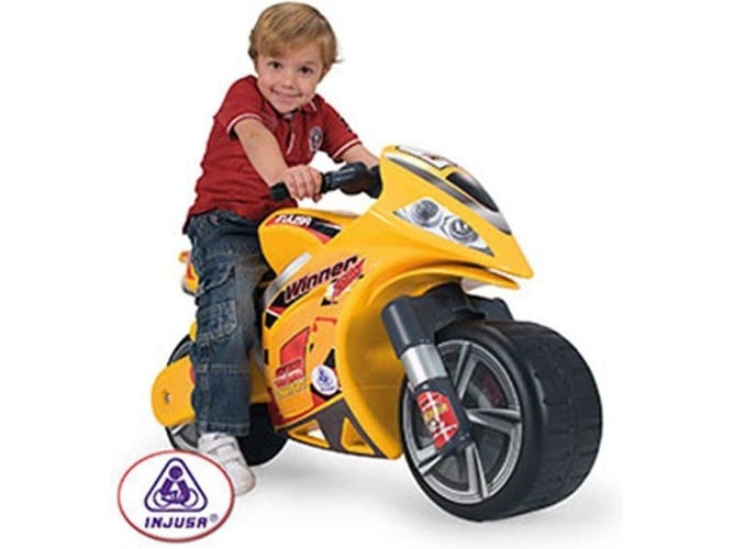 Injusa Moto Correpasillos winner color amarillo recomendado para niños +3 años con ruedas anchas y asa de transporte 194000