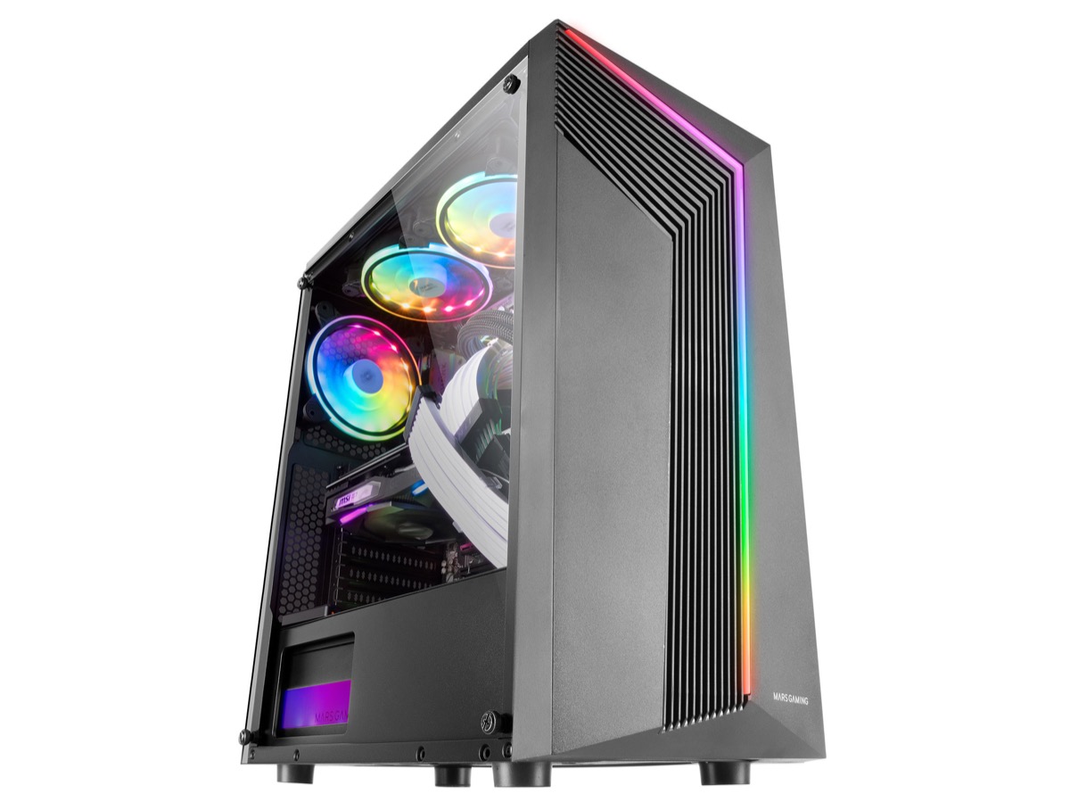 Caja Pc Gaming Atx Micro-Atx MARS GAMING Mc-X7 Negro Argb Ventana Frontal Ventilador Rgb 12Cm