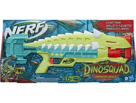 Nerf Lanzador Dinosquad armorstrike tambor giratorio de 8 dardos empuñadura 16 diseño anklyosaurus edad