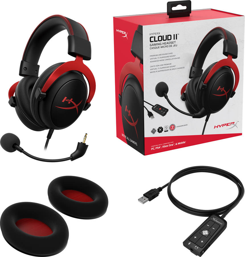 Auriculares Gaming Con Cable HYPERX Cloud II (Over Ear - Multiplataforma - Noise Cancelling - Rojo)