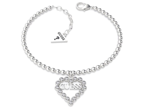 Pulsera GUESS Coeur Romance Ubb70086-S Bolas de acero rodiadas Logotipo de corazón Swarovski