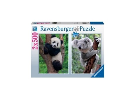 Quebra-Cabeça de 2X500 Peças Panda e Coala RAVENSBURGER Animais a Partir de 10 Anos