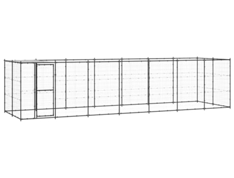 vidaXL Perrera de exterior de acero con techo 16,94 m²