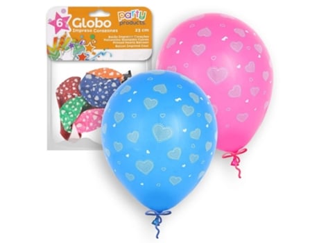 Pack 6 Globos Corazones Colores 23 Cm GENÉRICO