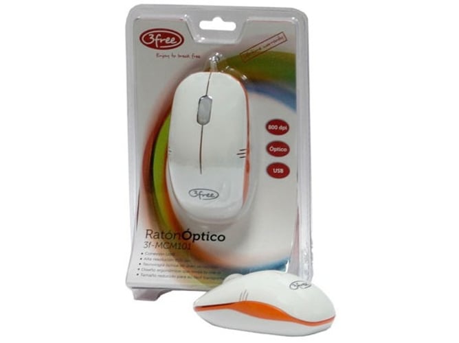 Raton Optico Usb 3free mcm101wo blanco naranja 3fmcm101wo 800dpi 800