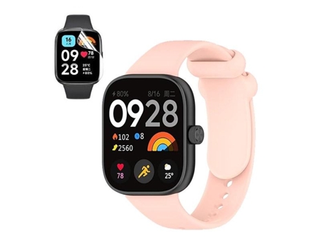 Kit Brazalete SmoothSilicone y Película de Hidrogel PHONECARE para Xiaomi Redmi Watch 4 - Rosa