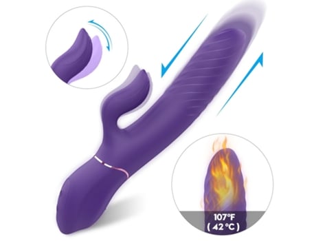 Vibrador de masaje calentado telescópico 2 en 1 con 9 modos para mujeres (púrpura) VEANXIN