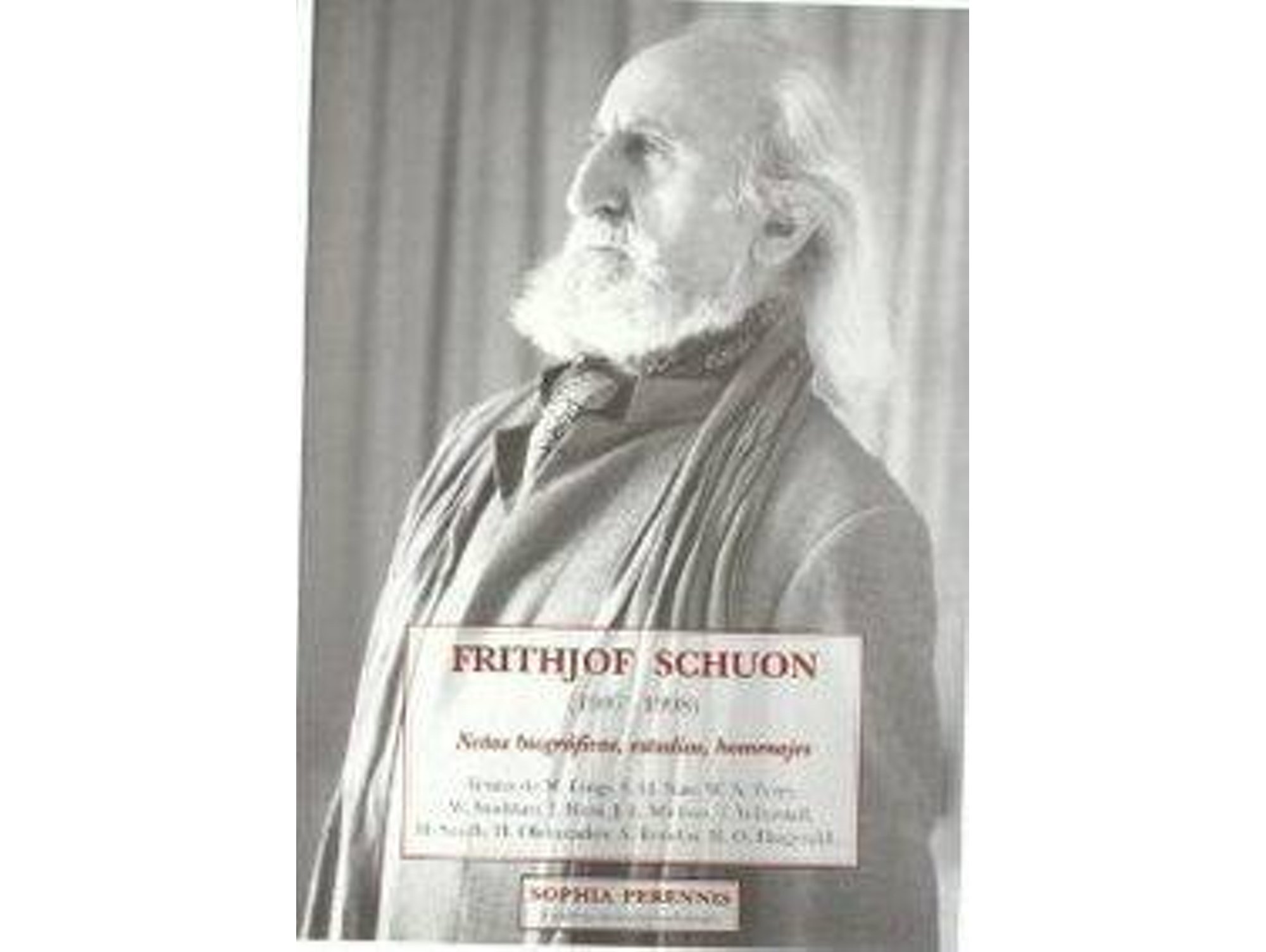 Libro Frithjof Schoun 1907-1998 Notas de Varios Autores