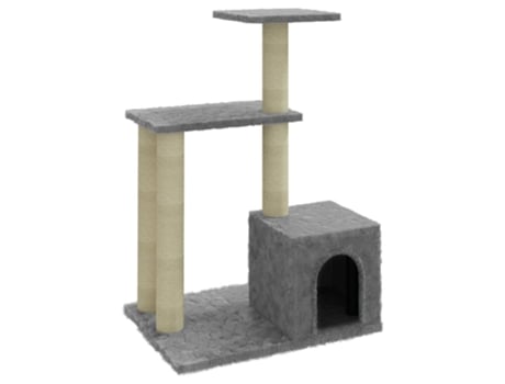 vidaXL Rascador para gatos con postes de sisal gris claro 71 cm