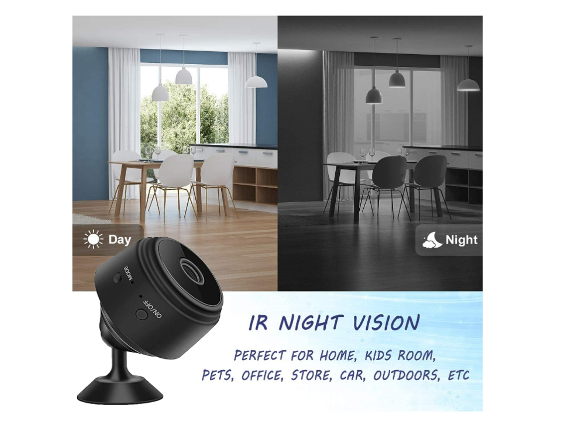 Cámara espía más pequeña con WiFi oculta HD 1080P con visión nocturna y  detección de movimiento, cámara de vigilancia para niñera, batería