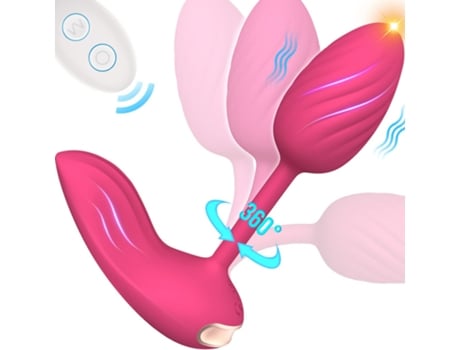 Vibrador de masaje de 10 frecuencias portátil con control remoto inalámbrico (rosa roja) VEANXIN