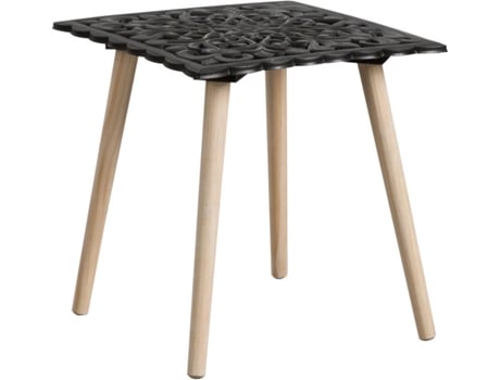 Mesita De Noche thinia home negro madera 40x1x40 cm auxiliar cuadrada 40x40cm