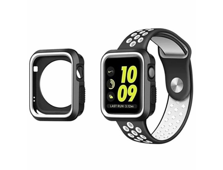 Kit de cubierta de correa Military DoubleColor SportyStyle para Apple Watch Series 9 - 45 mm - Negro / Blanco