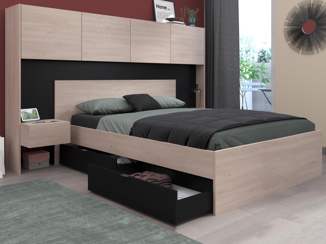 Estructura cama madera con somier 160x200