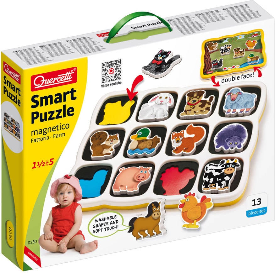 Juego Educativo QUERCETTI First Toys Puzzle Inteligente Granja (Edad Mínima: 1 Año - 36 x 27,5 x 6 cm)