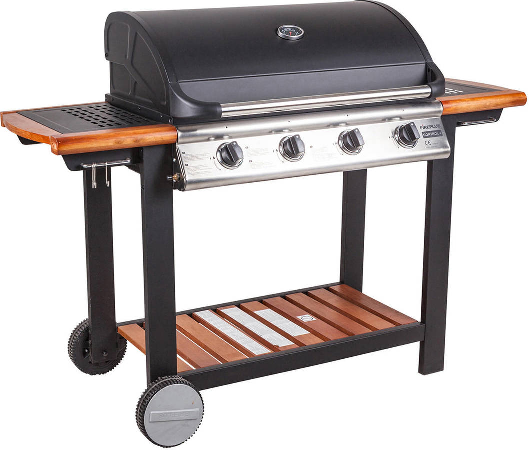 Barbacoa DMORA 4x Burner Gas Barbacoa (Negro - Acero - 144 x 56 x 106 cm)