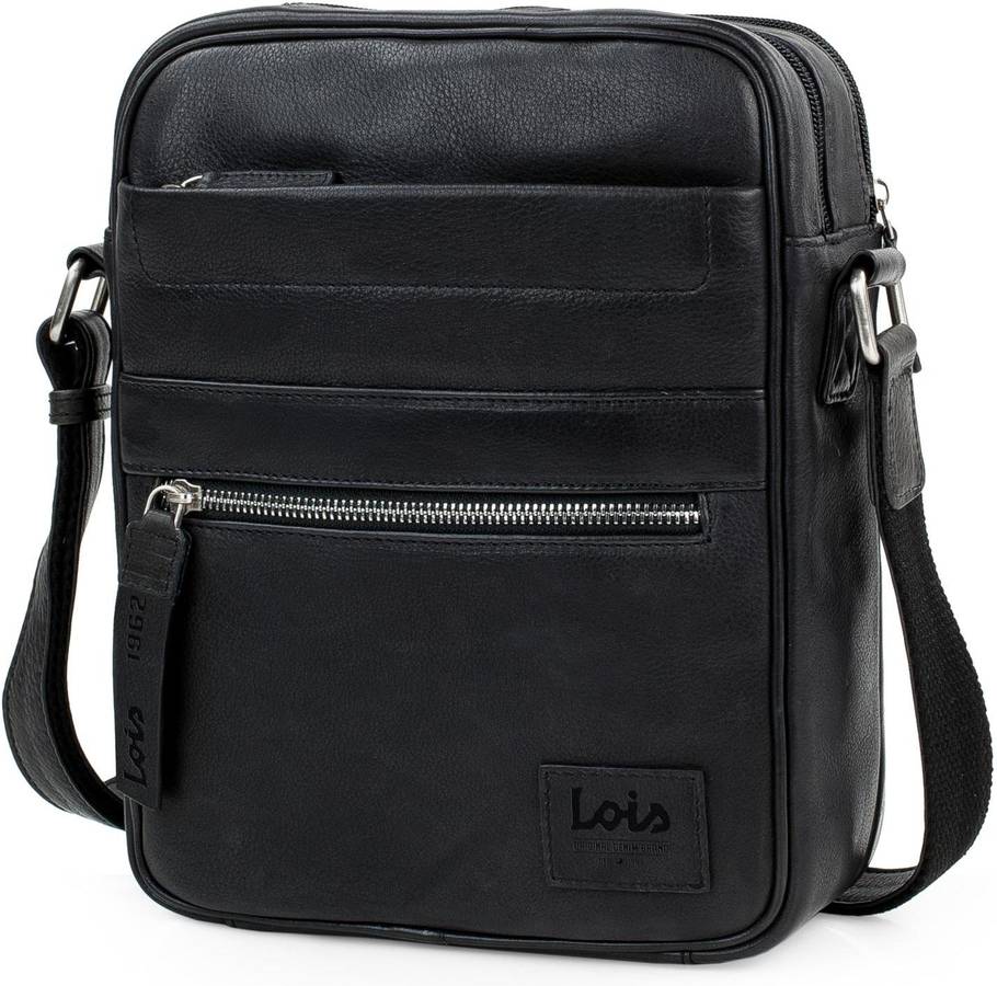 Bolsa de Hombro LOIS Negro (Piel Genuina - 27x21x8 cm)