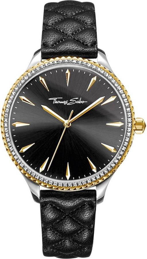 Reloj Thomas Sabo mujer piel negro para rebel at heart correa de cuero wa032322120338 mm