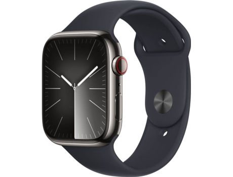 APPLE Watch Series 9 GPS+Cellular 45 mm Acero Inoxidable Grafito con Correa Deportiva Medianoche (Talla: M/L)