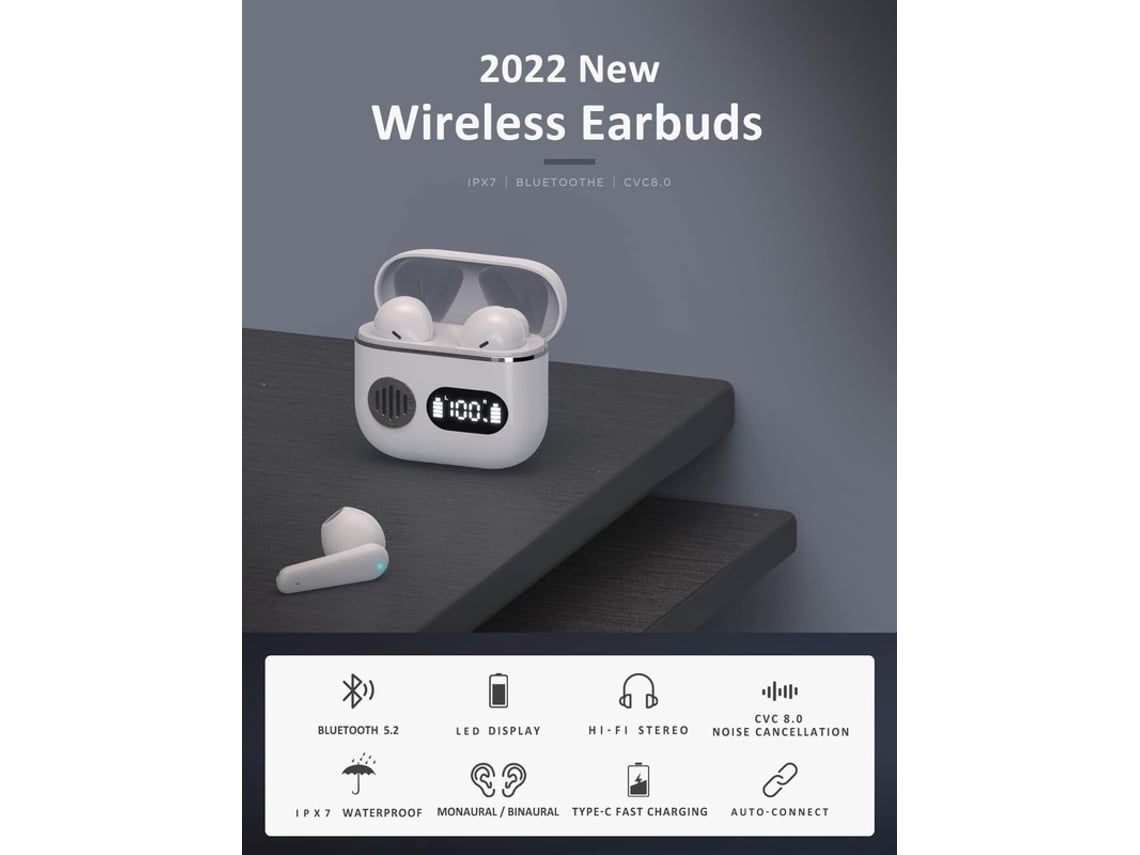Auriculares inalámbricos Bluetooth 5.2, ENC, con cancelación de