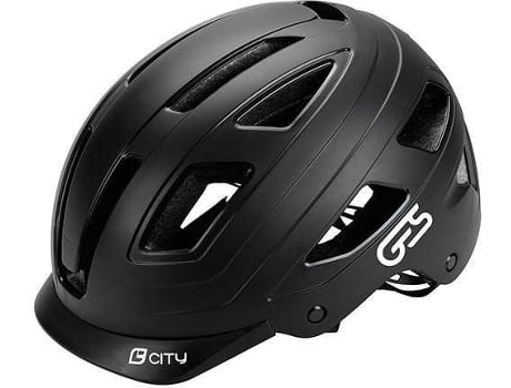 Casco Ciclismo City ges negro mate con luz trasera para bicicleta talla